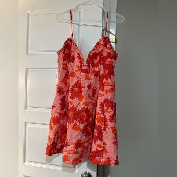 Free People Altura Floral Printed Mini Dress in Strawberry Lemonade Size Large - Picture 2 of 4